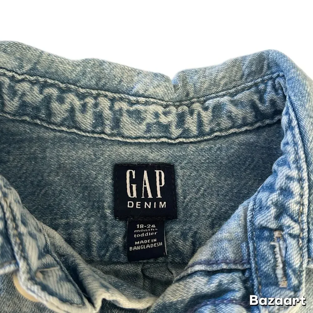GAP Short Sleeve Button Up Denim Shirt Boys 18-24M